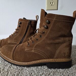 Frye Russell boots FR41606 –Tan Leather Boots Men’s 12 Lace Up Stylish